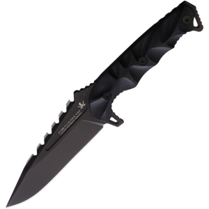 LOTAR Combat R103BK KARNAFF Gen 3 Blackout Fixed Blade Knife Black Handles