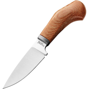 LionSTEEL WL1CVN Willy Natural Satin Fixed Blade Knife Brown Handles