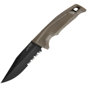 SOG 17220457 Recondo Fx FDE Serrated Black Fixed Blade Knife Dark Earth Handles