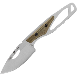 Buck 630GRS 630 Paklite 2.0 Hide Pro Stonewash Fixed Blade Knife Green Handles