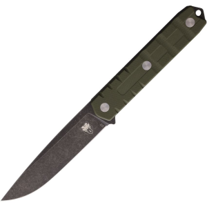 Cobratec TOWODGDNS Outdoor Warrior Black Stonewash Fixed Blade Knife Green Handles