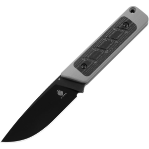 Kizer 1063A1 Smolt Black Fixed Blade Knife Gray Handles