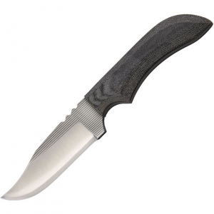 Anza JWK2M Fixed Clip Point Blade Knife with Black Canvas Micarta Handle