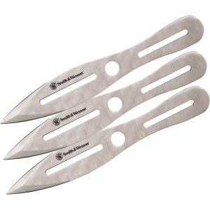 Smith & Wesson TK10CP Throwing Fixed Blade Knife with Stainless and DrilLED Hole Construction - 3 Piece Set