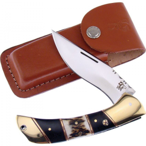 Frost TS197 Frost Cutlery Folder Stag with Brown Leather Belt Sheath