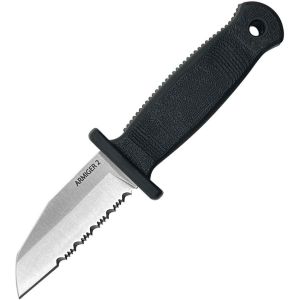 Demko 09653 Armiger 2 Shark Foot Serrated Satin Fixed Blade Knife Black Handles