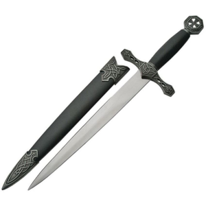 China Made 211166 Celtic Stainless Dagger Fixed Blade Knife with Black Metal Handle