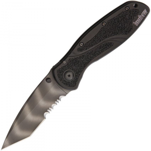 Kershaw 1670TTSST Blur with Part Serrated Tiger Striped Blade Part Serrated Tanto Point Linerlock Folding Pocket Knife