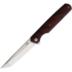 Rough Rider Reserve 032 Satin D2 Assist Open Linerlock Knife Tanto Black/Red Handles