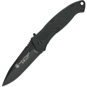 Smith & Wesson ATLB Large Black Finish Swat Assisted Opening Linerlock Folding Pocket Knife with Anodized Aluminum Handles