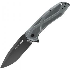 Real Avid RAV2 RAV 2 Black Assist Open Linerlock Knife Gray Handles