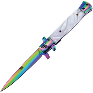 Frost ISM001CIRB Italian Stiletto Milano Spectrum Folding Knife White Handles