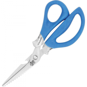 Camillus 18854 Cuda Marine Shears Titanium Bonded Steel with Blue Cuda Scale Pattern Non-Slip Grip Handle