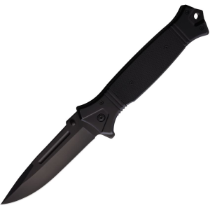 Rough Rider 2644 Assist Open Black Linerlock Knife Black G10 Handles