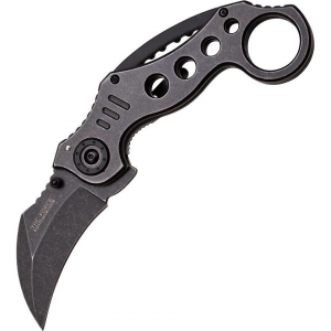 Tac Force 578SW Assisted Opening Linerlock Folding Pocket Karambit Knife with Black Stonewash Finish Stainless Handles