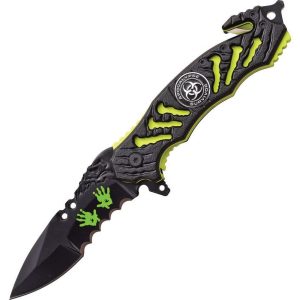 Z-Hunter 160ZG Apocalypse Survivor Yellow Assisted Opening Part Serrated Linerlock Folding Pocket Knife