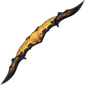 Dark Side 037GD Dual Blade Gold Assisted Opening Clip Point Linerlock Folding Pocket Knife