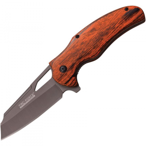 Tac Force 935BW Assisted Opening Linerlock Folding Pocket Gray Ti-Coated Blade Knife with Brown PakkaWood Handle