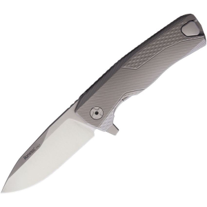 Lion Steel ROKG ROK Framelock Knife Gray Titanium Handles