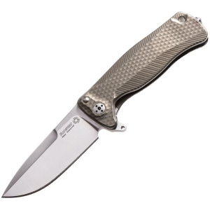 Lion Steel SR22B SR22 Framelock Drop Point Blade Knife with Bronze Textured Titanium Handle