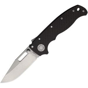 Demko 09626 AD 20.5 Shark-Lock S35VN Stonewash Folding Knife Black Handles