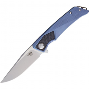 Bestech T1804C Sky Hawk Framelock Bead Blast and Satin Finish Blade Knife with Blue Textured Titanium Handle