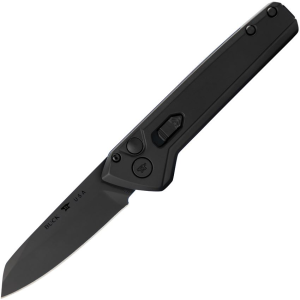 Buck 838BKS1 Auto Deploy Black Button Lock Knife Black Handles