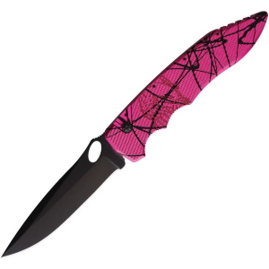 Piranha P10PKT Auto Predator Black Button Lock Knife Pink Camo Handles