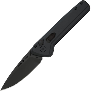 Buck 838BKS Auto Deploy Button Lock Black Knife Black Handles