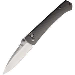 Artisan 1856GGY Andromeda Button Lock Black Knife Gray Handles