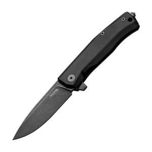 Lion Steel T01ABB Myto Black Stonewashed Framelock Knife Black Aluminum Handles