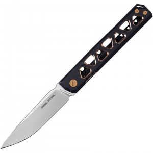 Real Steel Knives 7661G Burns Framelock Knife Black/Gold Titanium Handles