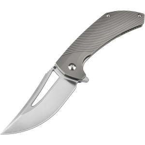 Artisan 1868GGY Banjaara S90V Satin Clip Point Framelock Knife Gray Titanium Handles