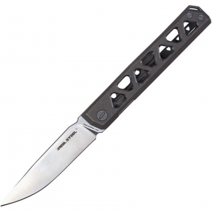 Real Steel 7661S Burns Framelock Knife Tumbled Titanium Handles