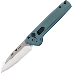 Buck 838BLS Auto Deploy Button Lock Knife Blue Handles