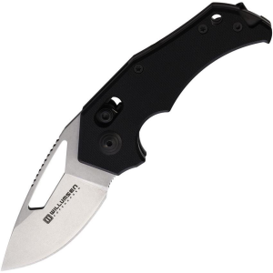 Willumsen Copenhagen RN23SBL Red E Nano Cross Bar Lock Black Folding Knife Black Handles