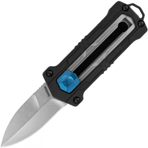 Kershaw 1190 Kapsule Sliding Button Lock Stonewash Knife Black Handles