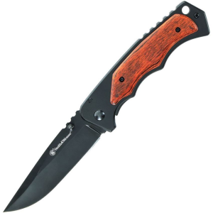 Smith & Wesson 1147091 Framelock Knife Brown Wood Handles