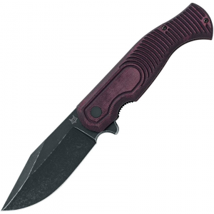 Fox 524MB Eastwood Tiger Black Stonewash Linerlock Knife Burgandy Handles