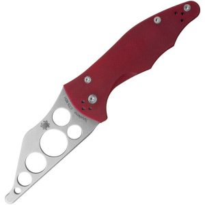 Spyderco 85TR2 Yojimbo 2 Trainer Stonewash Finish Blade Linerlock Folding Pocket Knife with Red G10 Handle