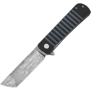 Bestech L05A Titan Damascus Tanto Linerlock Knife Blue G10/Carbon Fiber Handles