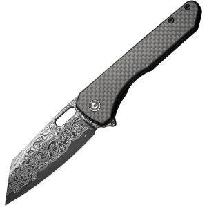 Civivi 23060DS1 Nugz Damascus Linerlock Knife Black/Carbon Fiber Handles