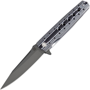 Artisan 1807PBBW Virginia Linerlock D2 Blk/Wht with G10 Handle