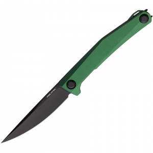 Real Steel 7111GB Teres Black Linerlock Knife Green Handles