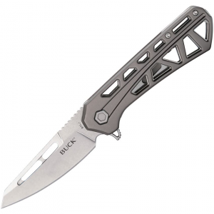 Buck 811GYS Trace Ops Stonewashed Linerlock Knife Gray Handles