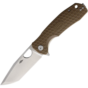 Honey Badger 1322 Large Tanto Linerlock Knife Tan Handles