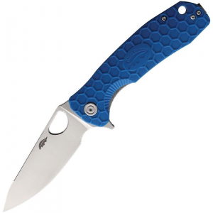 Honey Badger  1291 Large Leaf Linerlock Knife Blue Handles