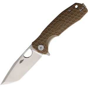 Honey Badger 1332 Medium Tanto Linerlock Knife Tan Handles