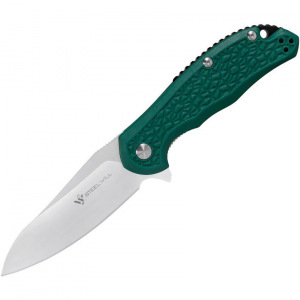 Steel Will F2512 MODUS F25-12 Drop Point Linerlock Folding Pocket Knife with Green Textured FRN Handle