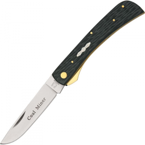 Rough Rider 760 Coal Miner Work Drop Point Linerlock Folding Pocket Knife with Black Jigged Bone Handles